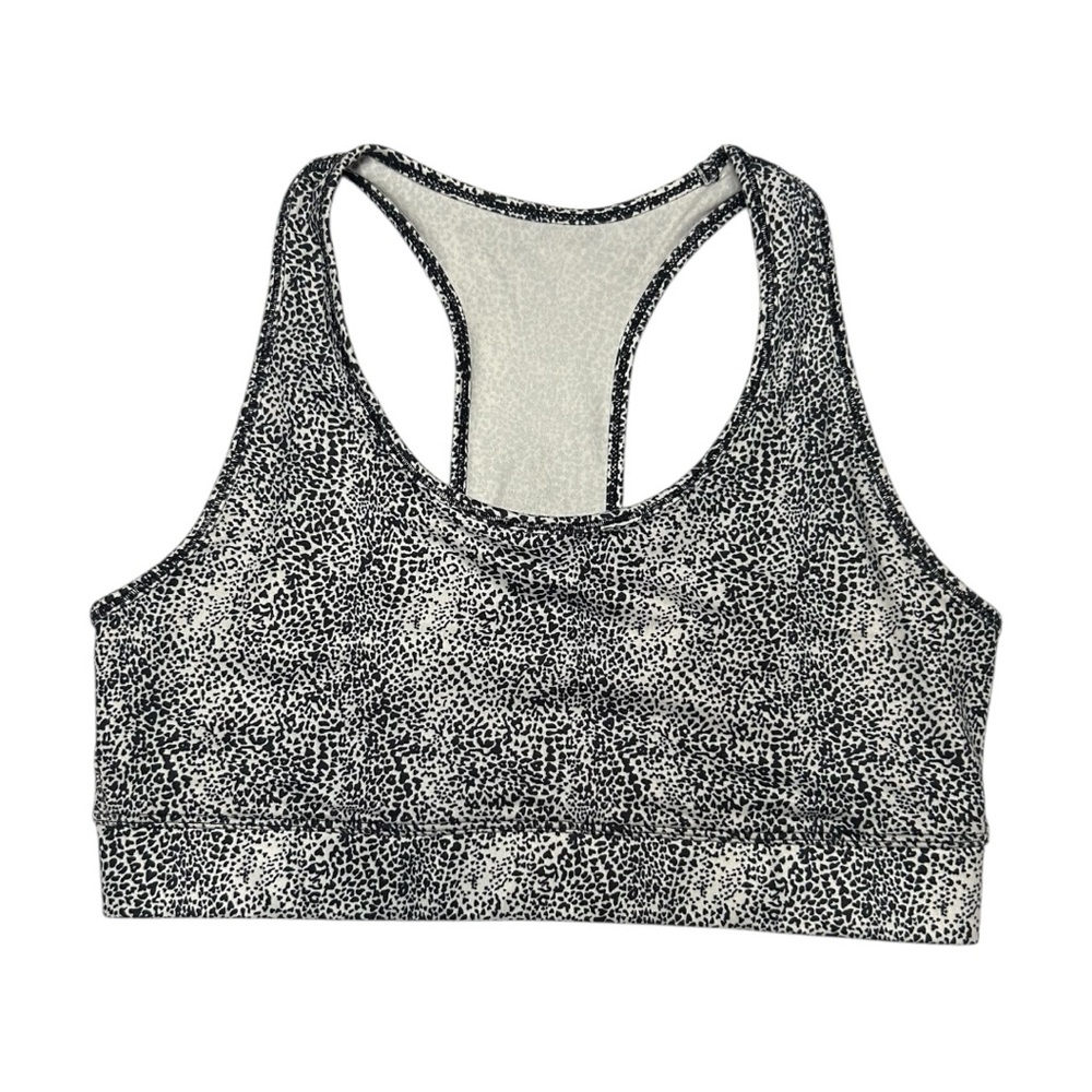 Gap Fit Black and White Cheetah Print Supportive T Back Sports Bra Medium